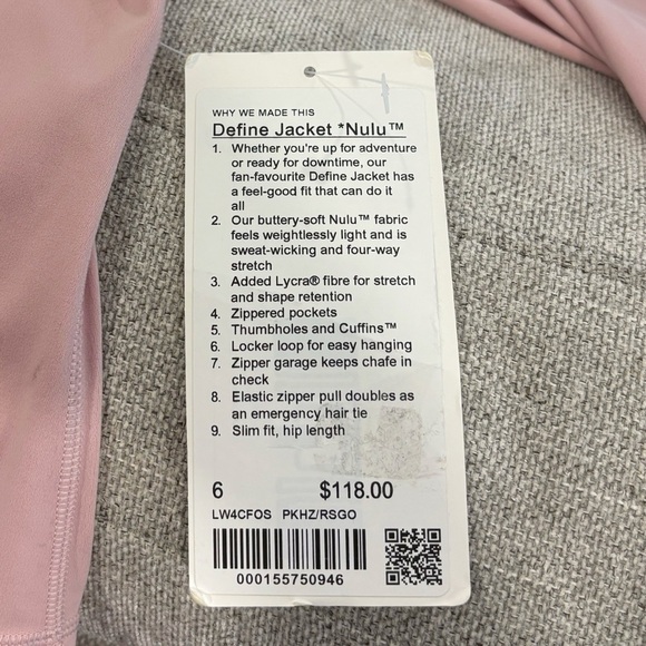 NWT Lululemon Define Jacket *Nulu In Pink Haze/Rose Gold Size 6 - Picture 8 of 12
